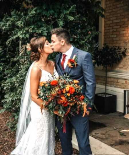 Another Beaconside wedding. Bride has a boho style bouquet in autumnal colours